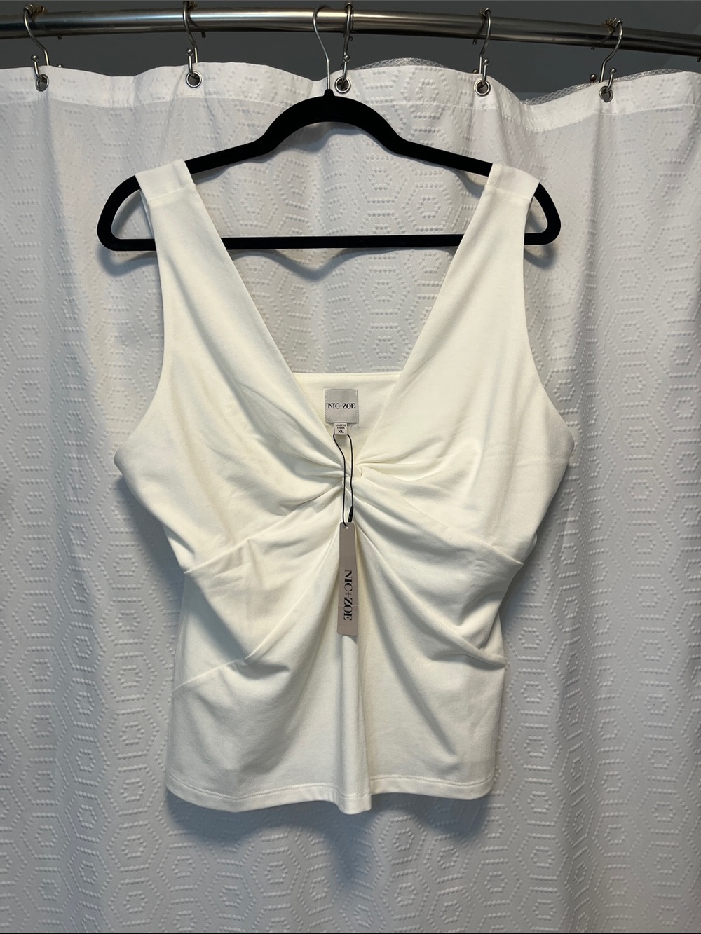NIC+ZOE White Twist-Front V-Neck Tank